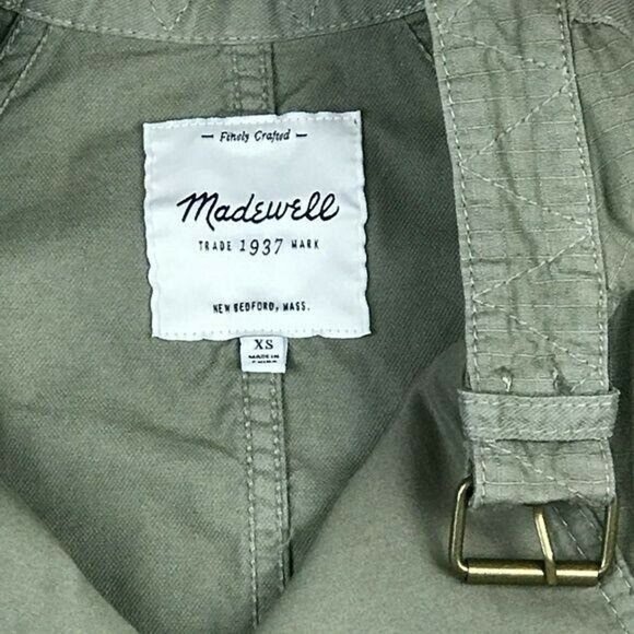 Madewell Utility Moto Jacket Short Sleeve Olive Green XS S Oversized Urban Chic - Picture 2 of 5